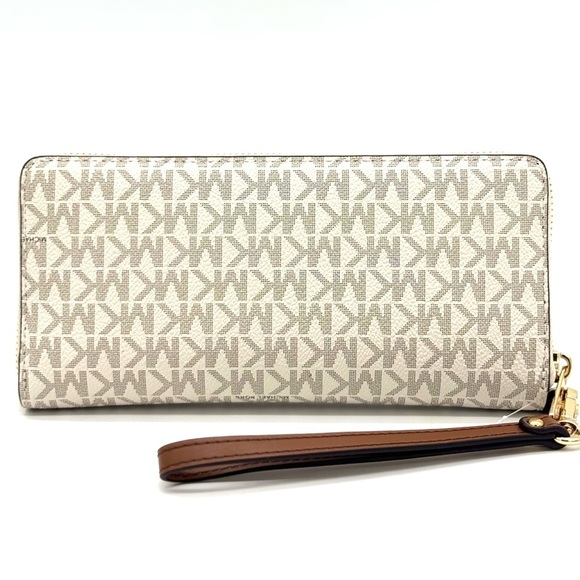 Michael Kors Large Continental Wallet Wristlet Vanilla/Brown - Picture 5 of 9